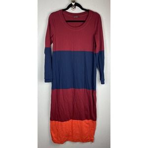 Marimekko Original Cotton Colorblock Long Sleeve Maxi Dress Size Medium